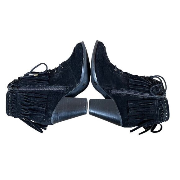 Gianni Bini Black Ankle Boots with Fringe - Picture 5 of 8